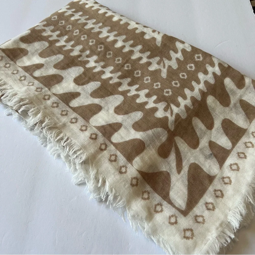 RAG AND BONE ASTRA SWIGGLY COTTON SCARF VANILLA LARGE NWOT